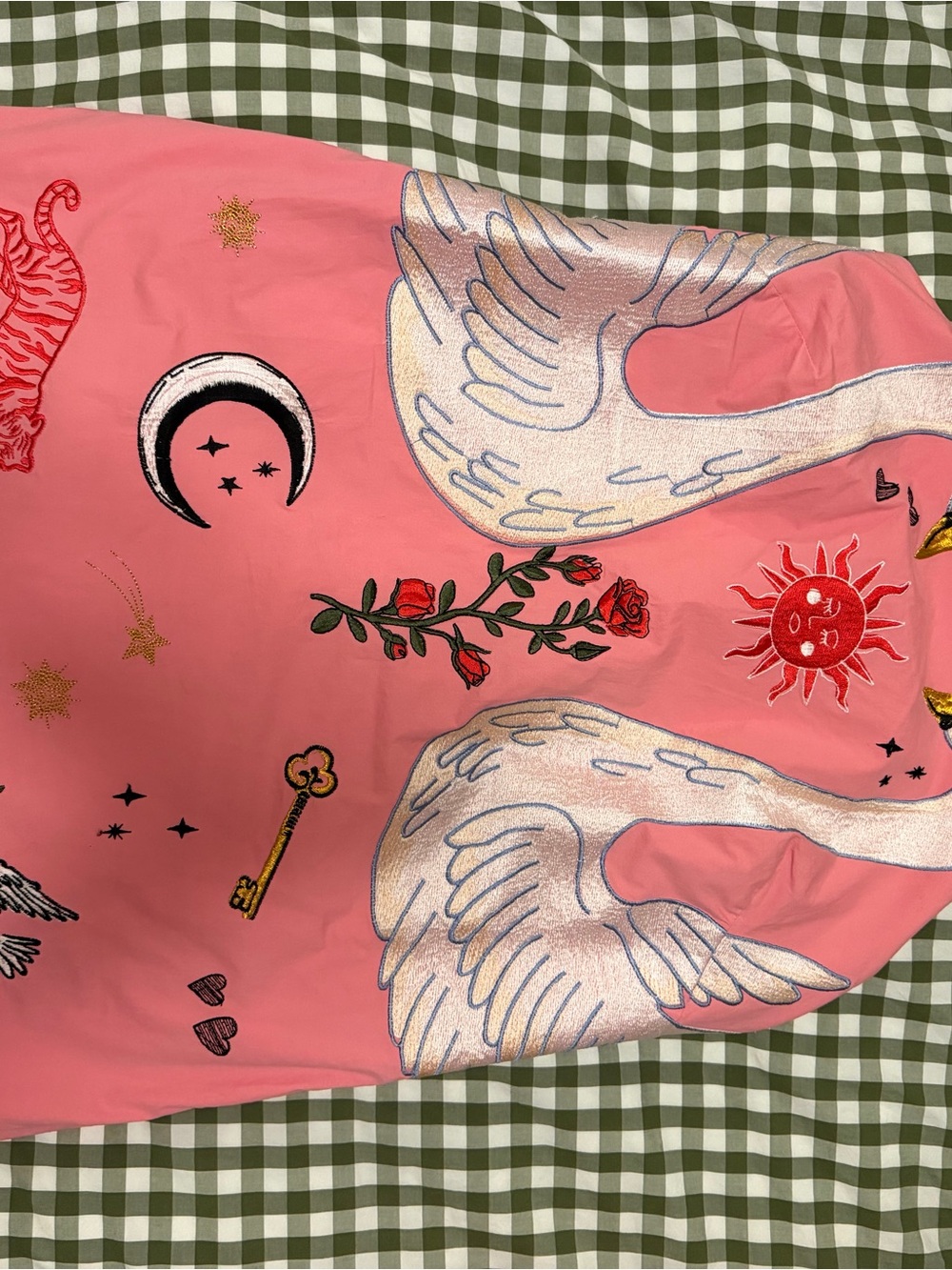 Anthropologie Pink Embroidered Swan & Celestial Mini Skirt - Picture 2 of 7